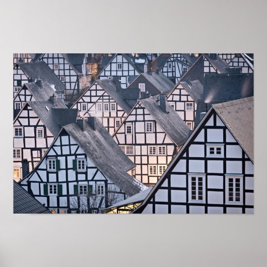 ドイツ、フリーデンバーグの半木造の家 ポスター (正面)
