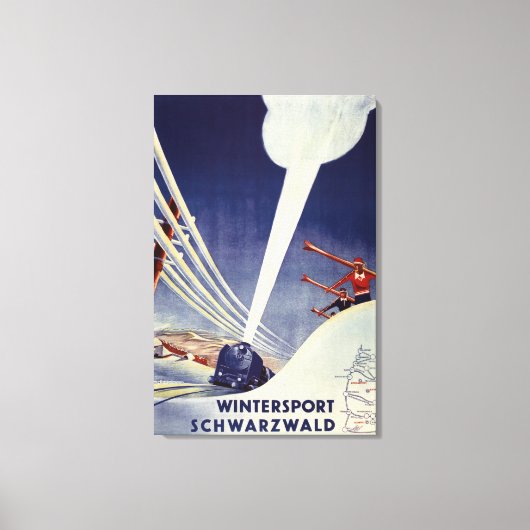 ドイツ – ブラックフォレストでスキー キャンバスプリント (正面)
