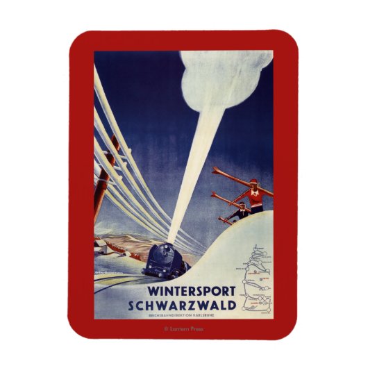 ドイツ – ブラックフォレストでスキー マグネット (縦)