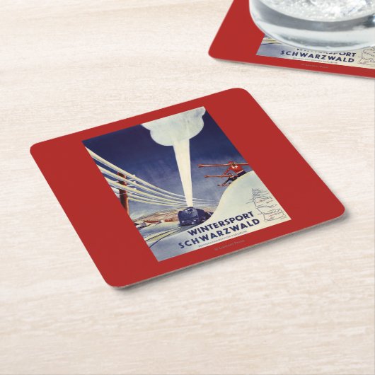 ドイツ-ブラックフォレストのスキー スクエアペーパーコースター (アングル)
