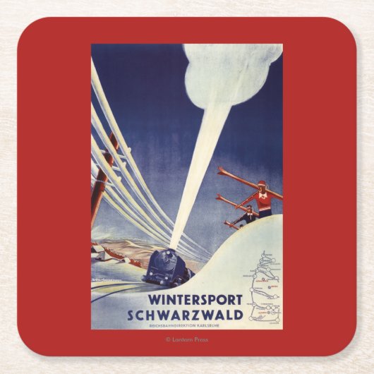 ドイツ-ブラックフォレストのスキー スクエアペーパーコースター (正面)