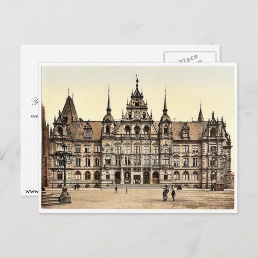 ドイツ、ヘッセナッソー、ウィースバーデン、コートハウス ポストカード (正面/裏面)