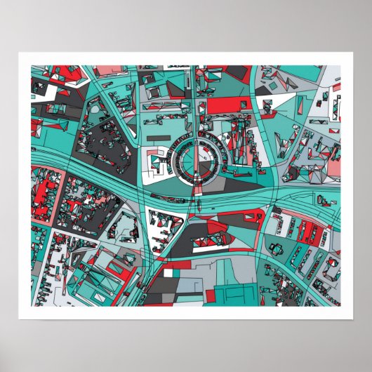 ドイツ，ベルリンの地図 ポスター (正面)