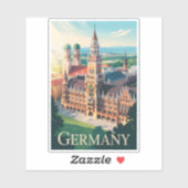 ドイツ ミュンヘン イラスト 旅行 アート ヴィンテージ シール (シート)