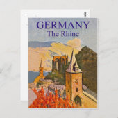 ドイツ、ライン、中世の要塞、ヴィンテージ ポストカード (正面/裏面)