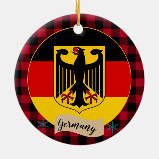 ドイツ、レッドバッファロー・プレイド&ドイツ国旗 セラミックオーナメント (裏面)