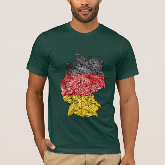 ドイツ 国旗色 地図 Tシャツ (正面)