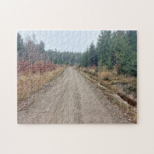 ドイツ，秋，孤独な森の道 ジグソーパズル (横)