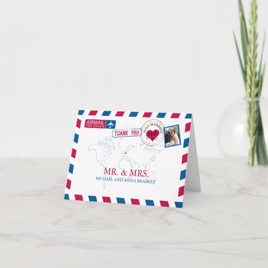 ドイツ 航空郵便 結婚 御礼 サンキューカード (正面)