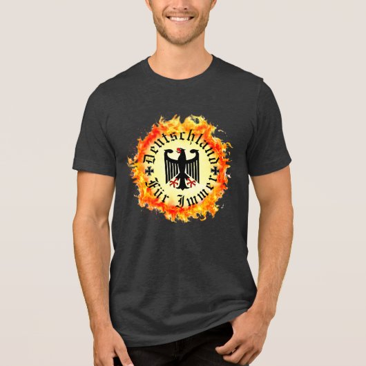 ドイツ/Deutschland 永遠/鷲/鉄十字/炎 トライブレンドTシャツ (正面)