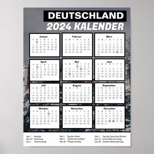 ドイツKalender Herunterladen 2024 Pdfドイツ語 ポスター (正面)