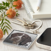 ドイツShorthairedポインターのレトロKeychain キーホルダー (正面右)