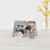 ドイツShorthairedポインターの子犬 カード (黄色い花)