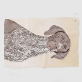 ドイツShorthairedポインターの絵画-犬の芸術 ゴルフタオル (横)