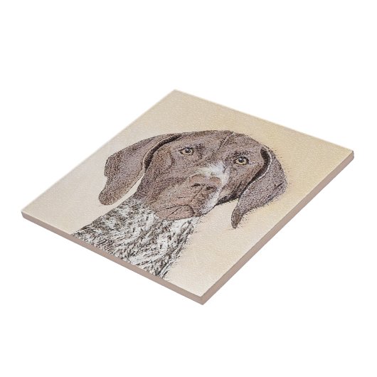 ドイツShorthairedポインターの絵画-犬の芸術 タイル (側面)