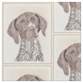 ドイツShorthairedポインターの絵画-犬の芸術 ファブリック (クローズアップ)