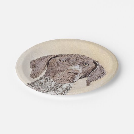 ドイツShorthairedポインターの絵画-犬の芸術 ペーパープレート (アングル)