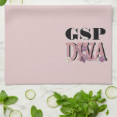 ドイツShorthairedポインターの花型女性歌手 キッチンタオル (折り畳み)