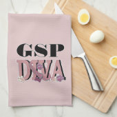 ドイツShorthairedポインターの花型女性歌手 キッチンタオル (四つ折り)