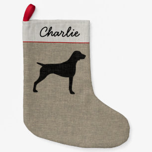 ドイツShorthairedポインター犬のシルエットの休日 スモールクリスマスストッキング
