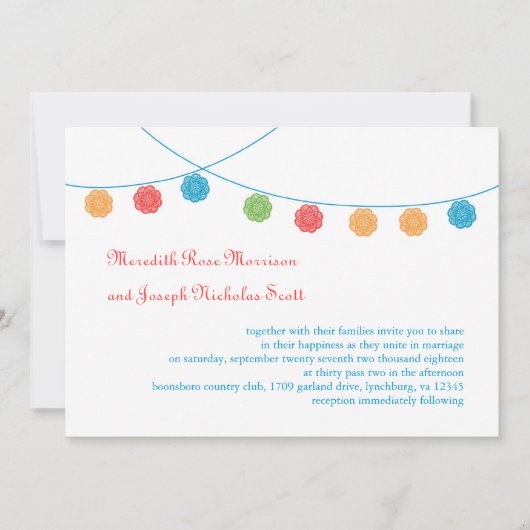 ドイリーのガーランド ウェディング招待状 招待状 (正面)