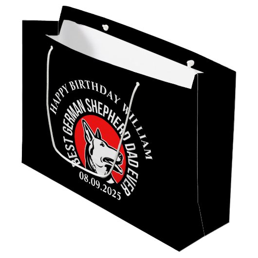 ドイ最高のツシェパードパパエバー誕生日ギフト ラージペーパーバッグ (正面アングル)
