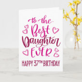 ドイ最高のトル37誕生日タイポグラフィイン・ピンク カード (黄色い花)