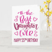 ドイ最高のトル55誕生日タイポグラフィイン・ピンク カード (黄色い花)