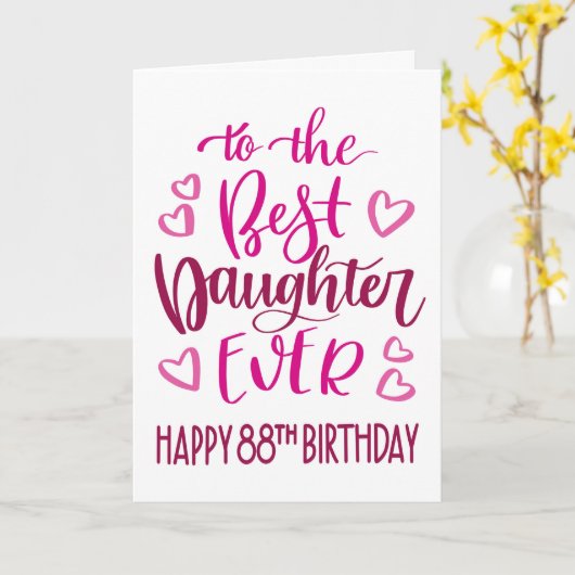 ドイ最高のトル88誕生日タイポグラフィイン・ピンク カード (黄色い花)
