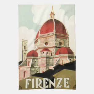 ドゥオモinフィレンツェItaly Vintage Travel Art キッチンタオル