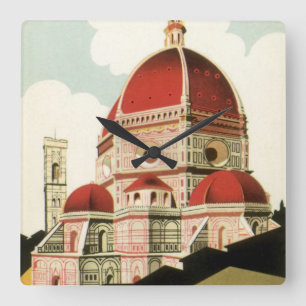 ドゥオモinフィレンツェItaly Vintage Travel Art スクエア壁時計