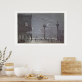 ドゥカーレ宮殿と二つのコルーの夜行性のシーン ポスター (キッチン)