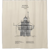 ドゥックスベリー桟橋ライトハウス – Massachusetts -SBD シャワーカーテン (正面)