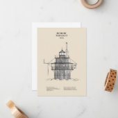 ドゥックスベリー桟橋ライトハウス – Massachusetts -SBD ノートカード (正面/裏面インサイチュ)