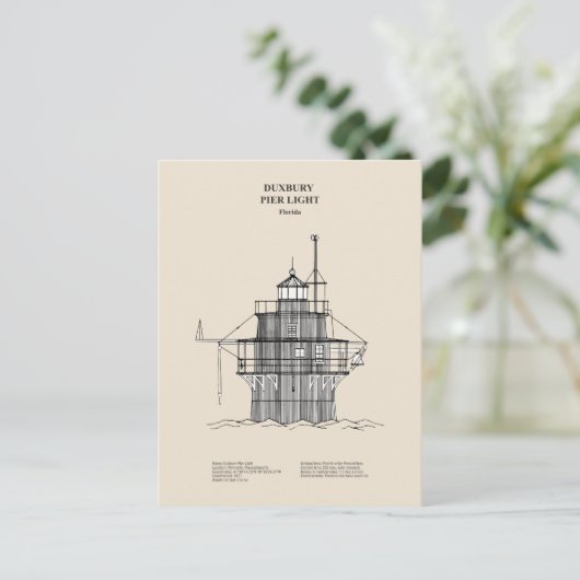 ドゥックスベリー桟橋ライトハウス – Massachusetts -SBD ポストカード (スタンド正面)