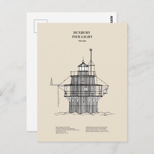 ドゥックスベリー桟橋ライトハウス – Massachusetts -SBD ポストカード (正面/裏面)