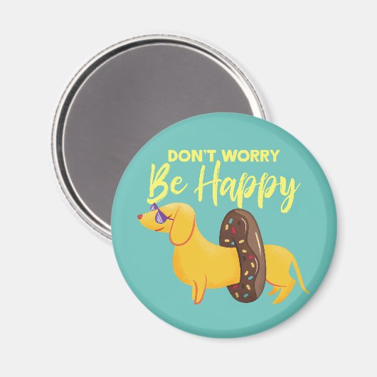 ドゥノーワリービーハッピーダックスフント引用文イラストレーション マグネット (正面/裏面)