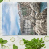 ドゥブロヴニクの壁を海から眺める キッチンタオル (折り畳み)