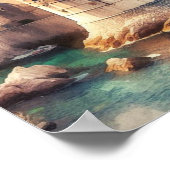 ドゥブロヴニククロアチアの水彩画 ポスター (角)