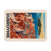 ドゥブロヴニククロアチアイラストレーショントラベルアートヴィンテージ マグネット (横)