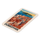 ドゥブロヴニククロアチアイラストレーショントラベルアートヴィンテージ マグネット (左側)