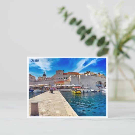 ドゥブロヴニククロアチアトラベルアートヴィンテージスプリット ポストカード (スタンド正面)