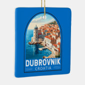 ドゥブロヴニククロアチアトラベルアートヴィンテージ セラミックオーナメント (右)