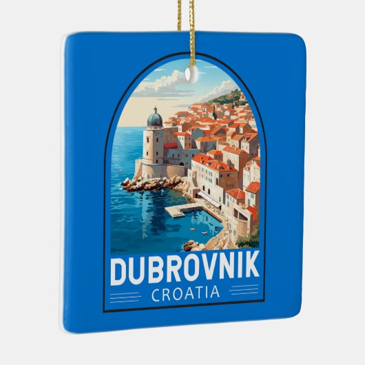 ドゥブロヴニククロアチアトラベルアートヴィンテージ セラミックオーナメント (右)