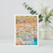 ドゥブロヴニククロアチアトラベルプレイスウォーターカラー ポストカード (スタンド正面)