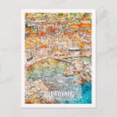 ドゥブロヴニククロアチアトラベルプレイスウォーターカラー ポストカード (正面)