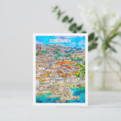 ドゥブロヴニククロアチアトラベルプレイスウォーターカラー ポストカード (スタンド正面)