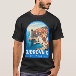 ドゥブロヴニククロアチアトラベルレトロエンブレム Tシャツ