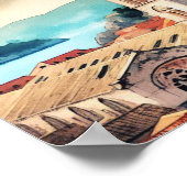 ドゥブロヴニククロアチアベルタワーウォーターカラー ポスター (角)