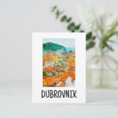 ドゥブロヴニククロアチアワーターカラー油絵を描ハガキー ポストカード (スタンド正面)